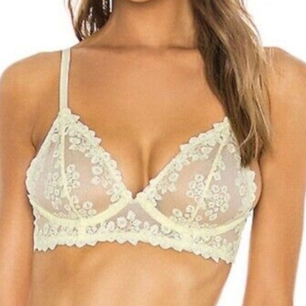 Free people NWT Veronica Yellow Lace Underwire bra.